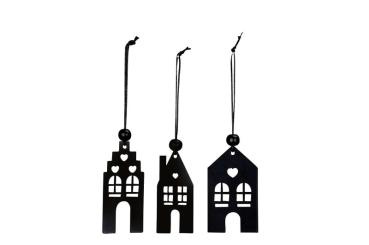 3er Set schwarze Häuser zum Hängen