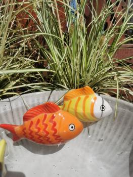 Schwimmfisch gelb mit Streifen