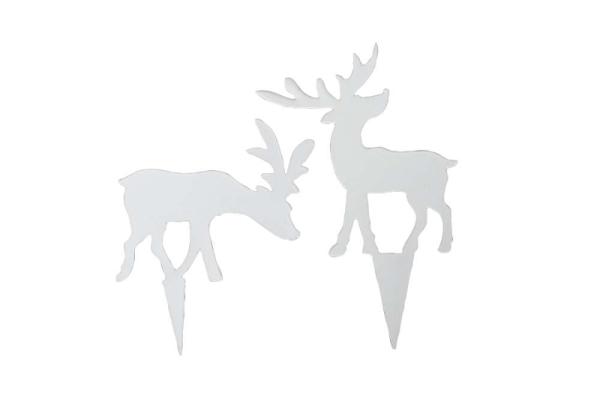 2er Set Hirsch zum Stecken weiß