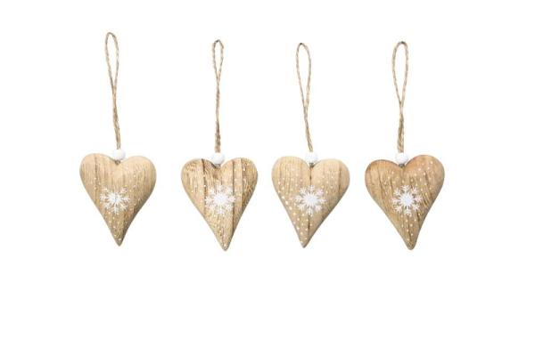 4er Set Holzherz zum Hängen